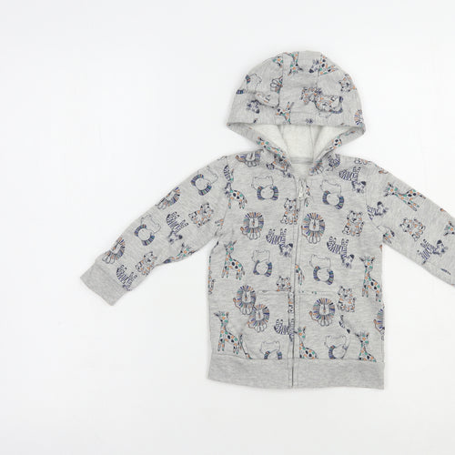 George Baby Grey Geometric Cotton Full Zip Jumper Size 9-12 Months  Zip - Lion&Giraffe Print