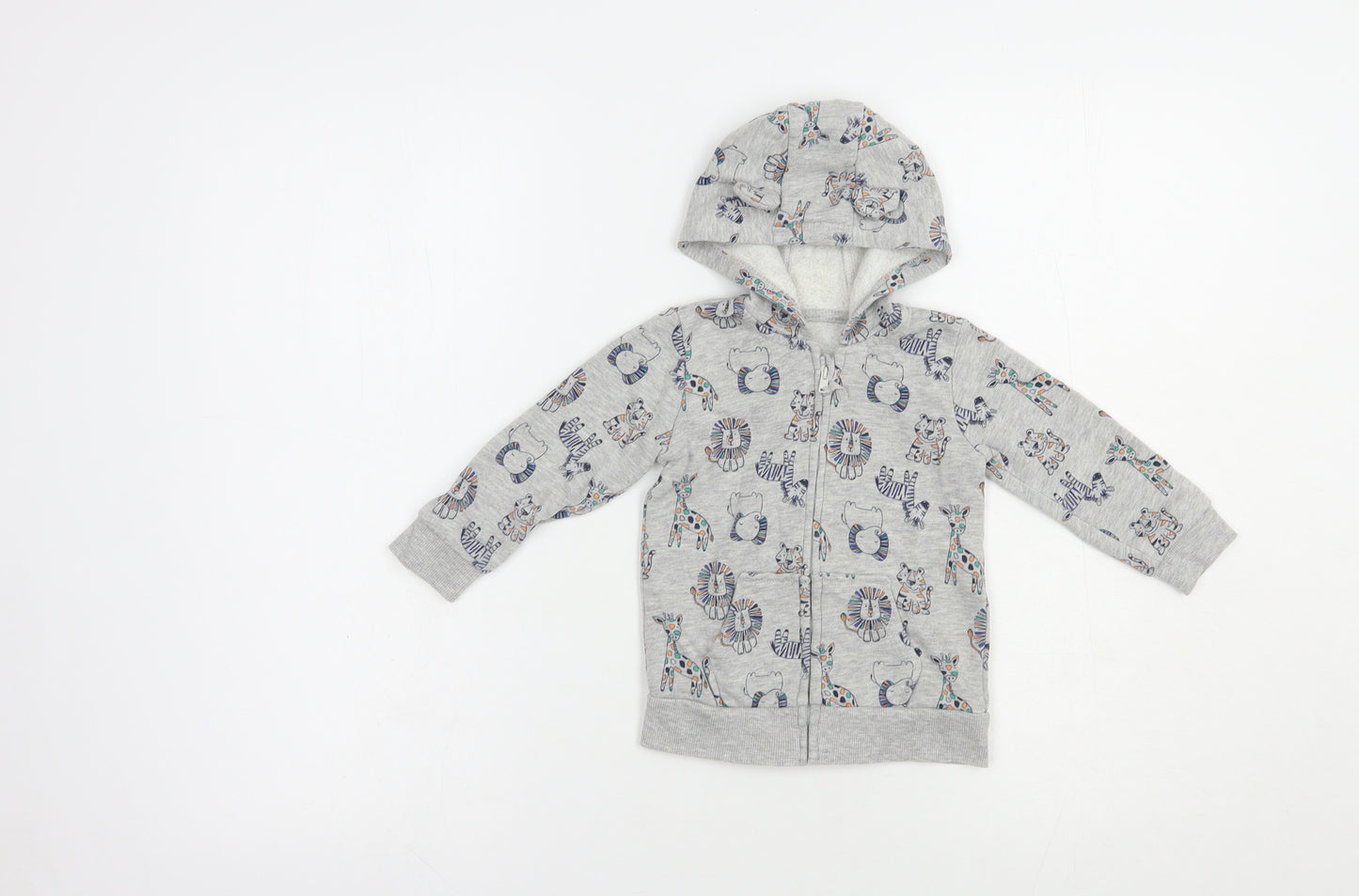 George Baby Grey Geometric Cotton Full Zip Jumper Size 9-12 Months  Zip - Lion&Giraffe Print