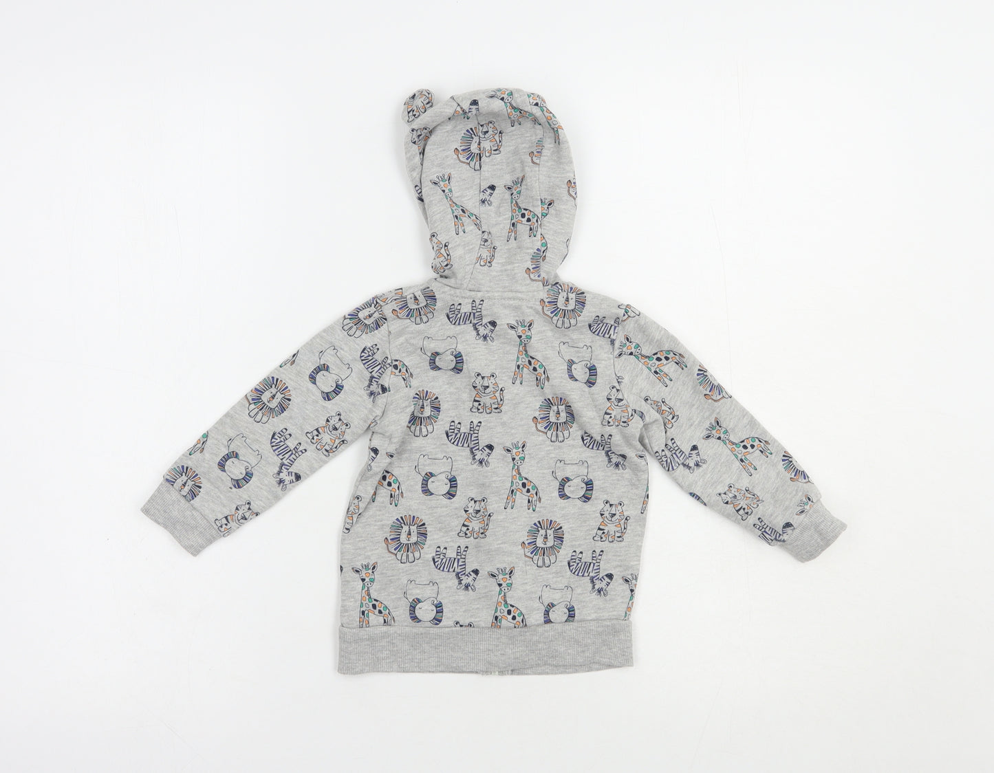 George Baby Grey Geometric Cotton Full Zip Jumper Size 9-12 Months  Zip - Lion&Giraffe Print