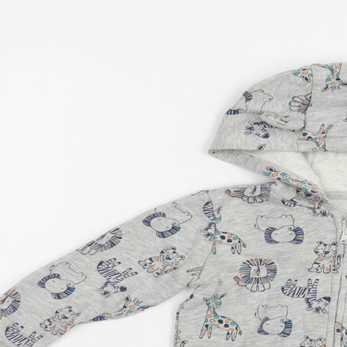 George Baby Grey Geometric Cotton Full Zip Jumper Size 9-12 Months  Zip - Lion&Giraffe Print