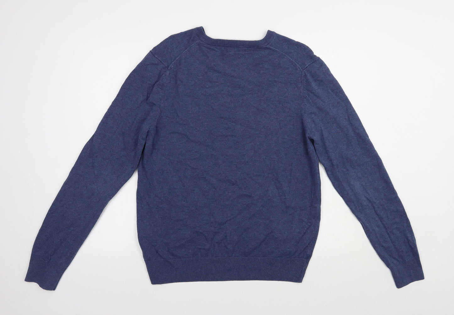 Marks and Spencer Mens Blue V-Neck  Cotton Pullover Jumper Size M