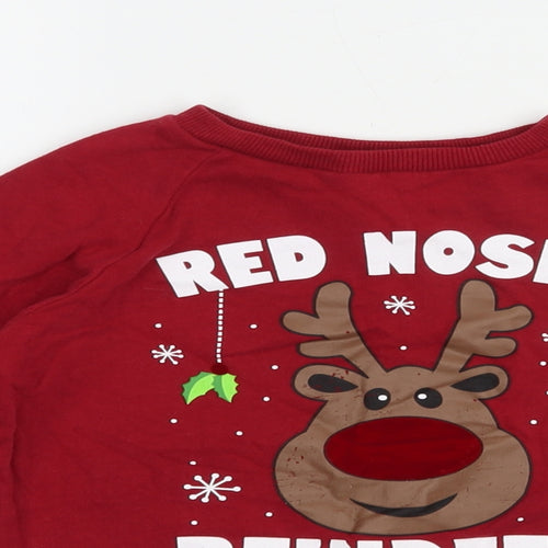 Primark Boys Red  Cotton Pullover Sweatshirt Size 6-7 Years  Pullover - Rudolph Christmas