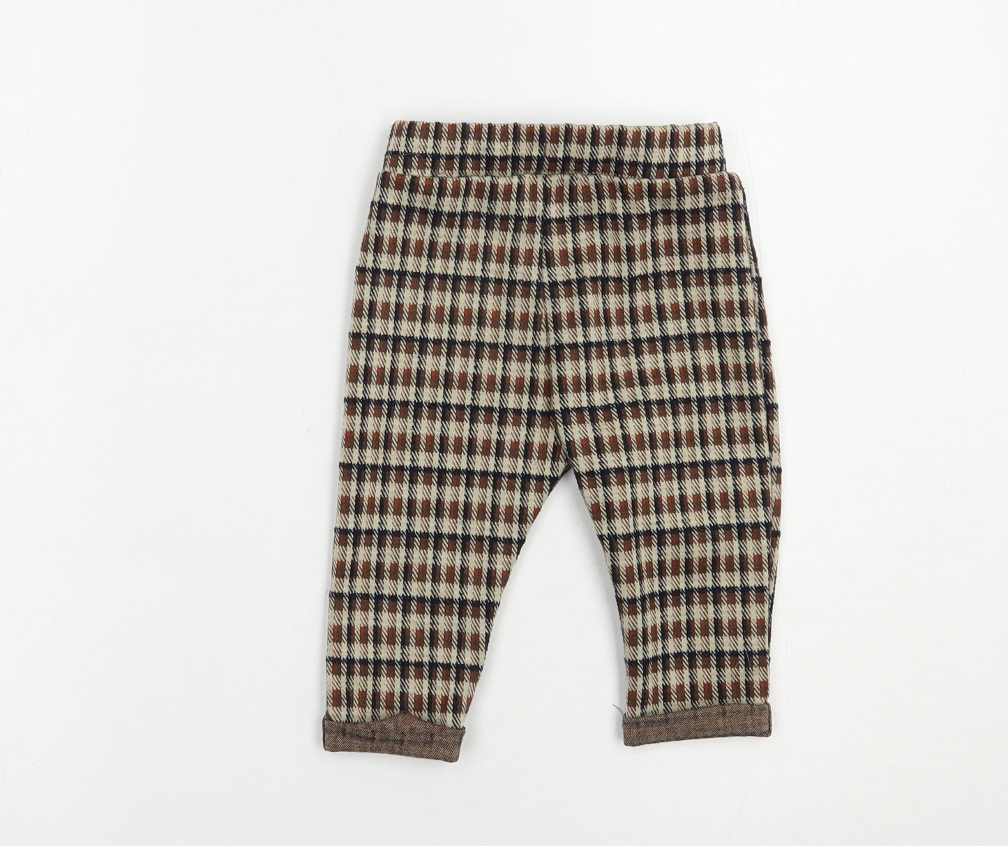 Nutmeg Baby Brown Plaid Polyester Jogger Trousers Size 6-9 Months
