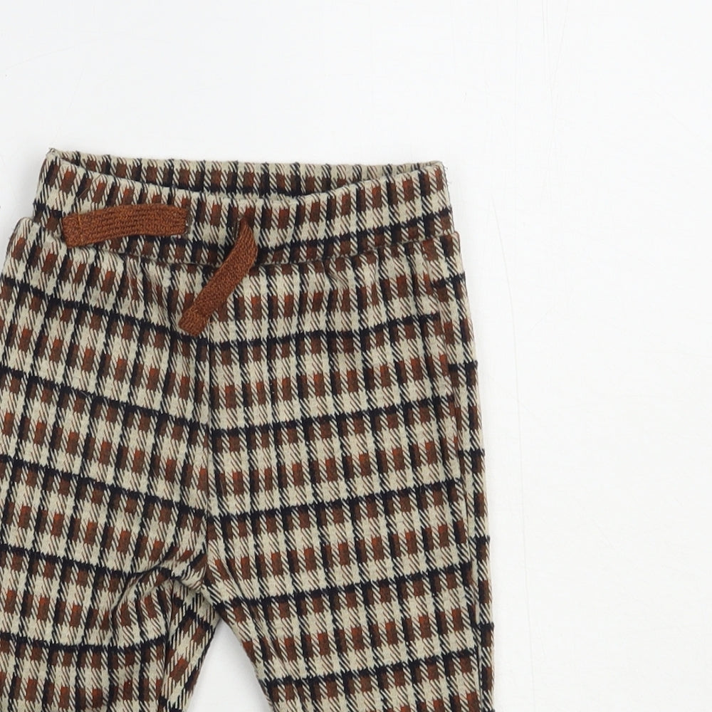 Nutmeg Baby Brown Plaid Polyester Jogger Trousers Size 6-9 Months