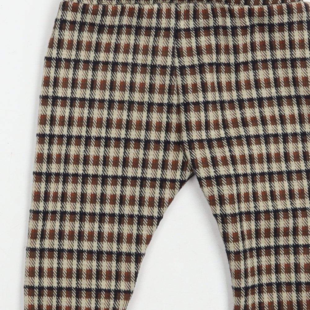 Nutmeg Baby Brown Plaid Polyester Jogger Trousers Size 6-9 Months