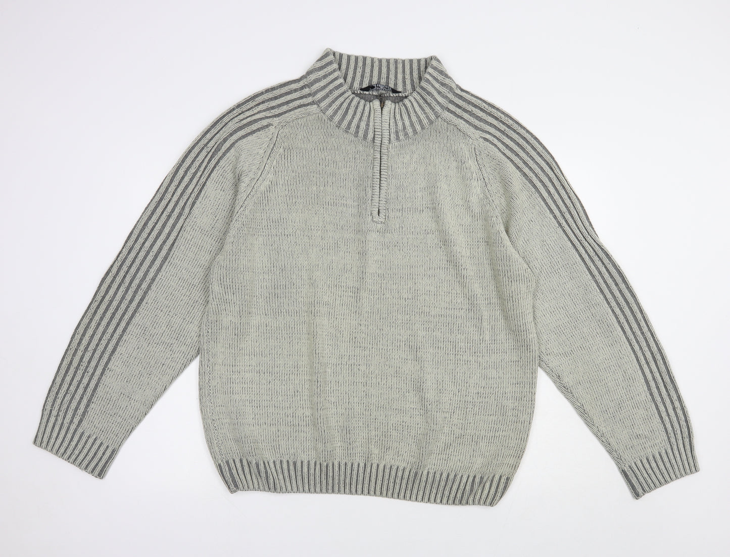 South Bay Mens Grey High Neck  Acrylic Pullover Jumper Size L