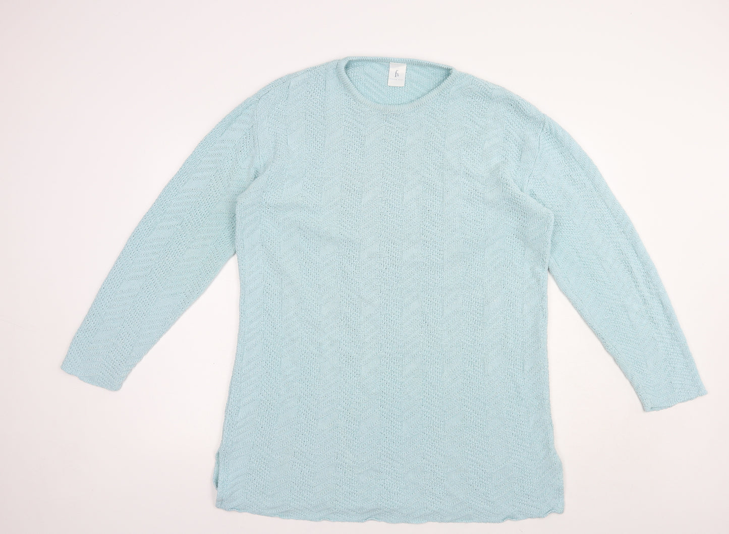 Fashion Extra Womens Blue Crew Neck  Acrylic Tunic Jumper Size 16