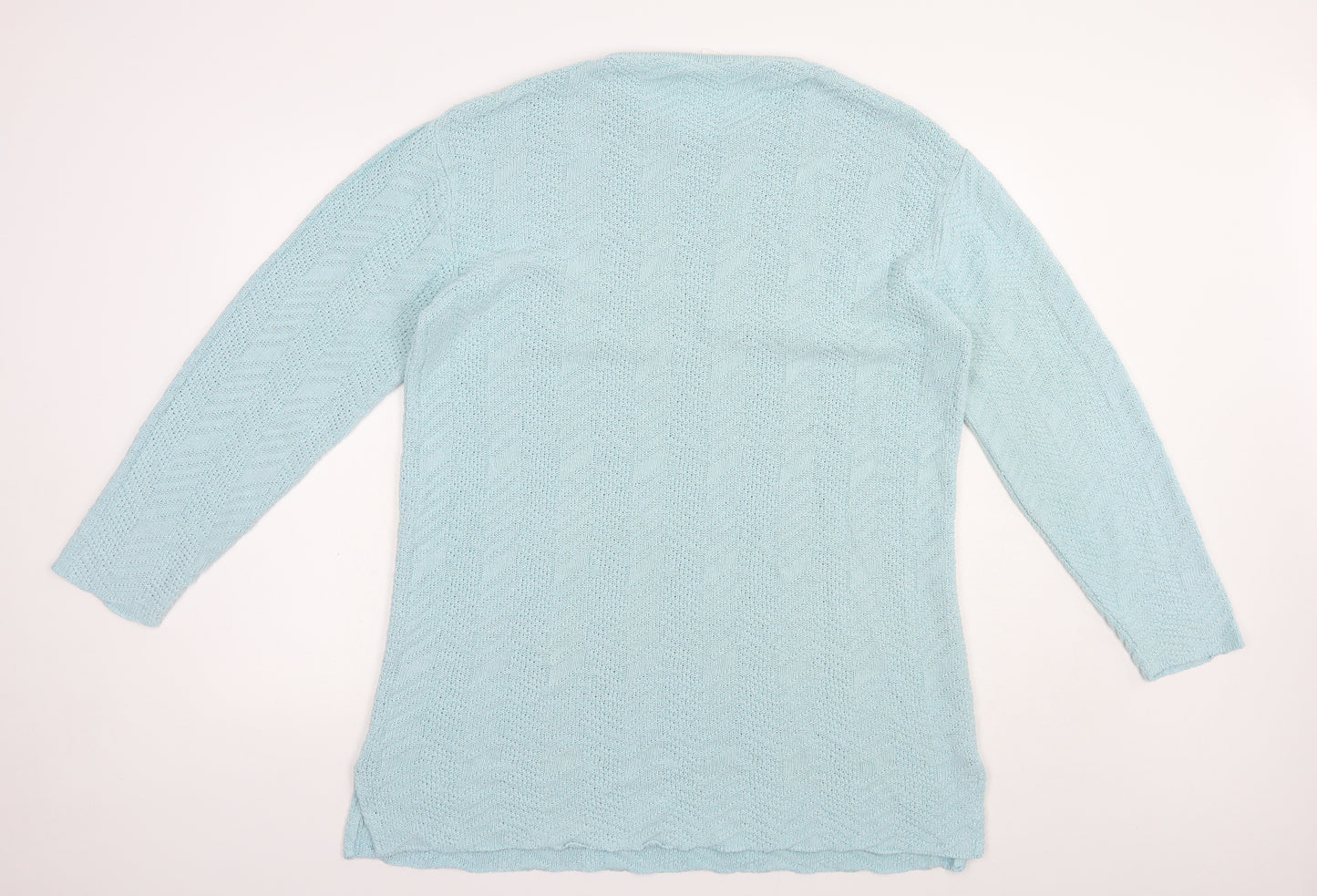 Fashion Extra Womens Blue Crew Neck  Acrylic Tunic Jumper Size 16