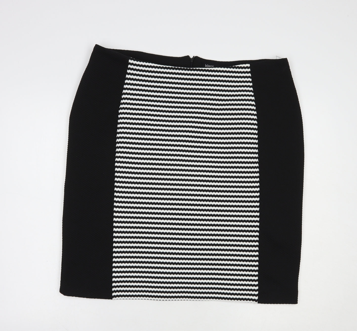 Klass Womens Black Striped Polyester Straight & Pencil Skirt Size 18   Zip