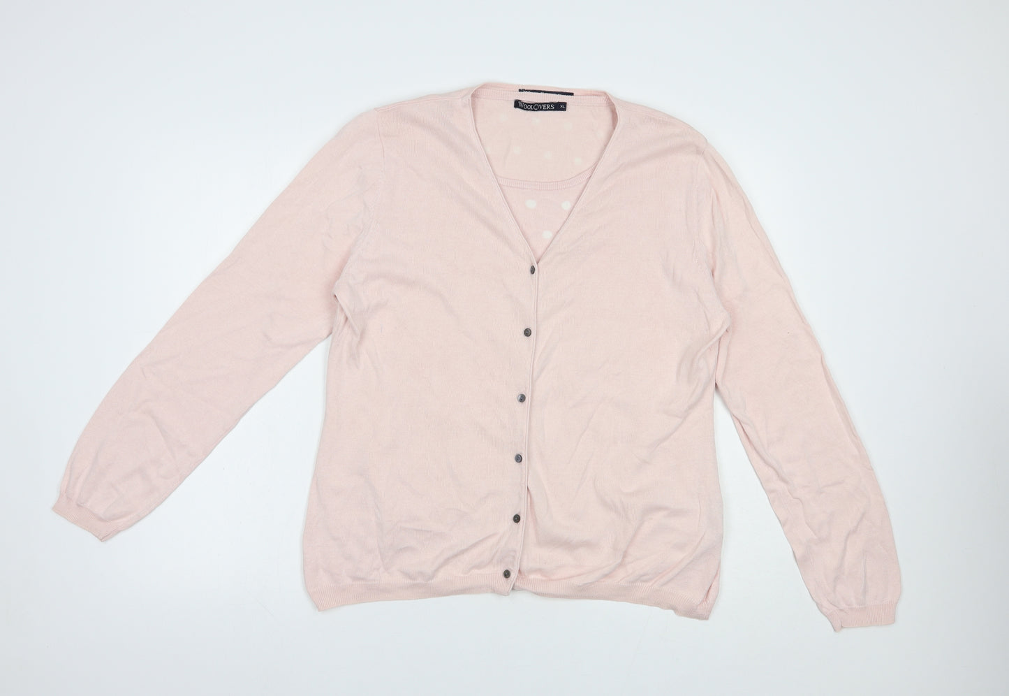 Woolovers Womens Pink V-Neck Polka Dot Cotton Cardigan Jumper Size XL   - Twin Set