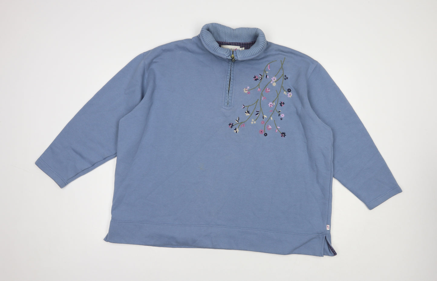Country Rose Womens Blue  Cotton Pullover Sweatshirt Size XL  Zip