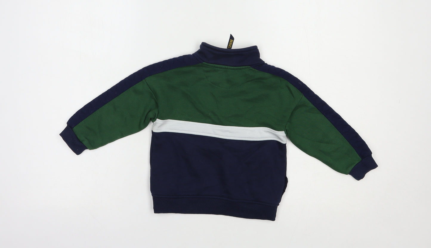 Primark Boys Blue Colourblock Cotton Pullover Sweatshirt Size 2-3 Years  Zip - Brooklyn N.Y.