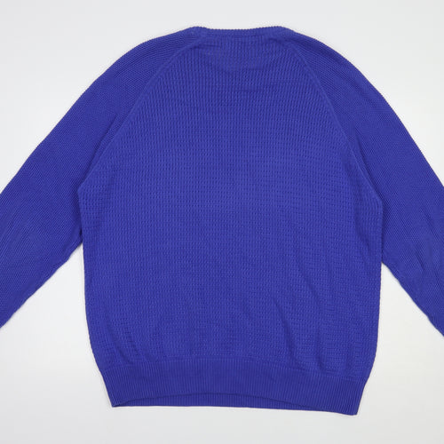 Marks and Spencer Mens Blue Crew Neck  Cotton Pullover Jumper Size XL
