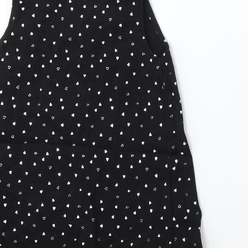 George Girls Black Geometric Cotton Pinafore/Dungaree Dress  Size 12-18 Months  Round Neck