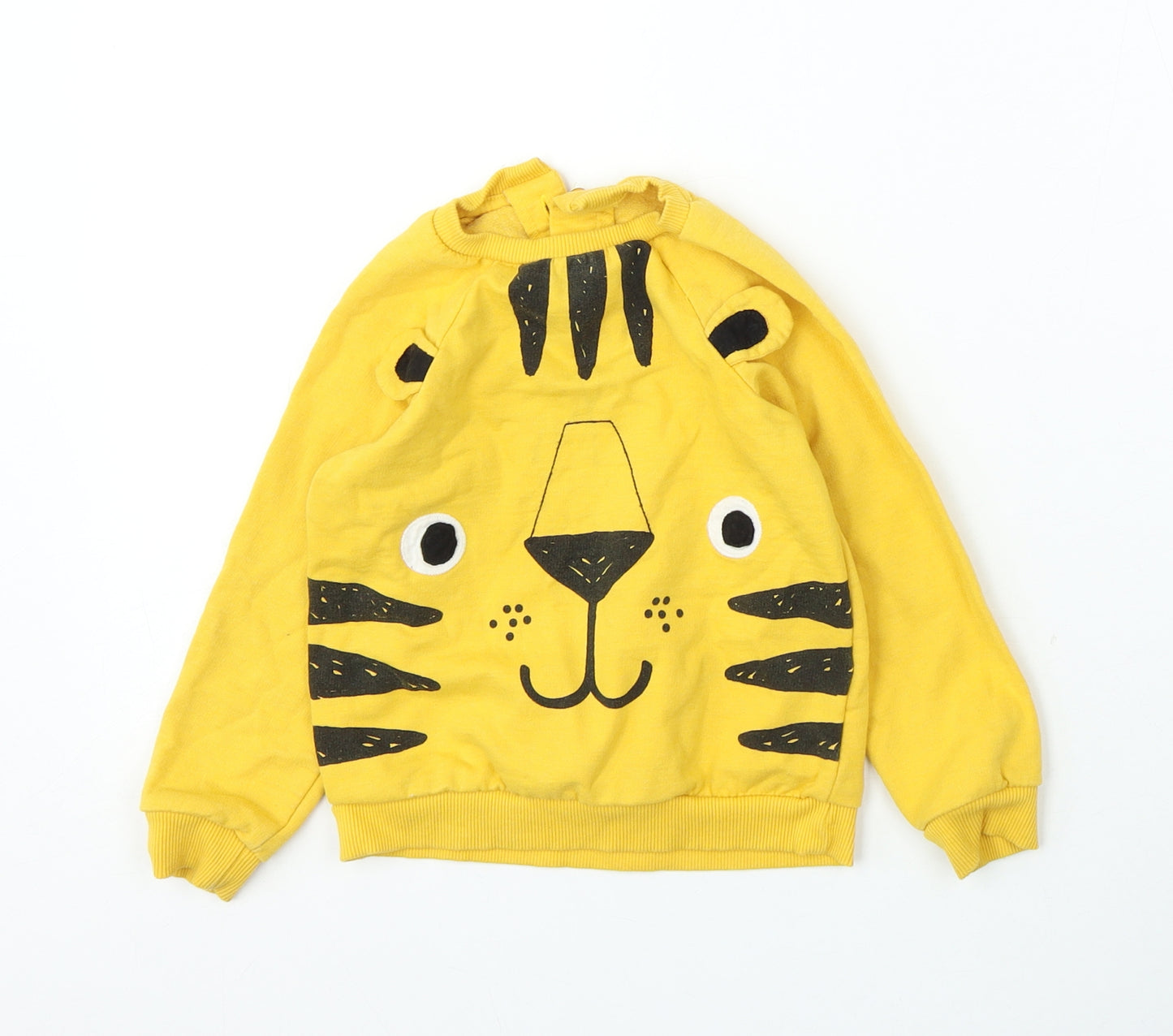 Dunnes Stores Girls Yellow Striped Cotton Pullover Sweatshirt Size 3-4 Years