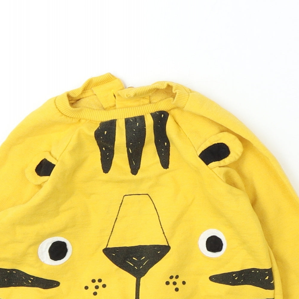 Dunnes Stores Girls Yellow Striped Cotton Pullover Sweatshirt Size 3-4 Years