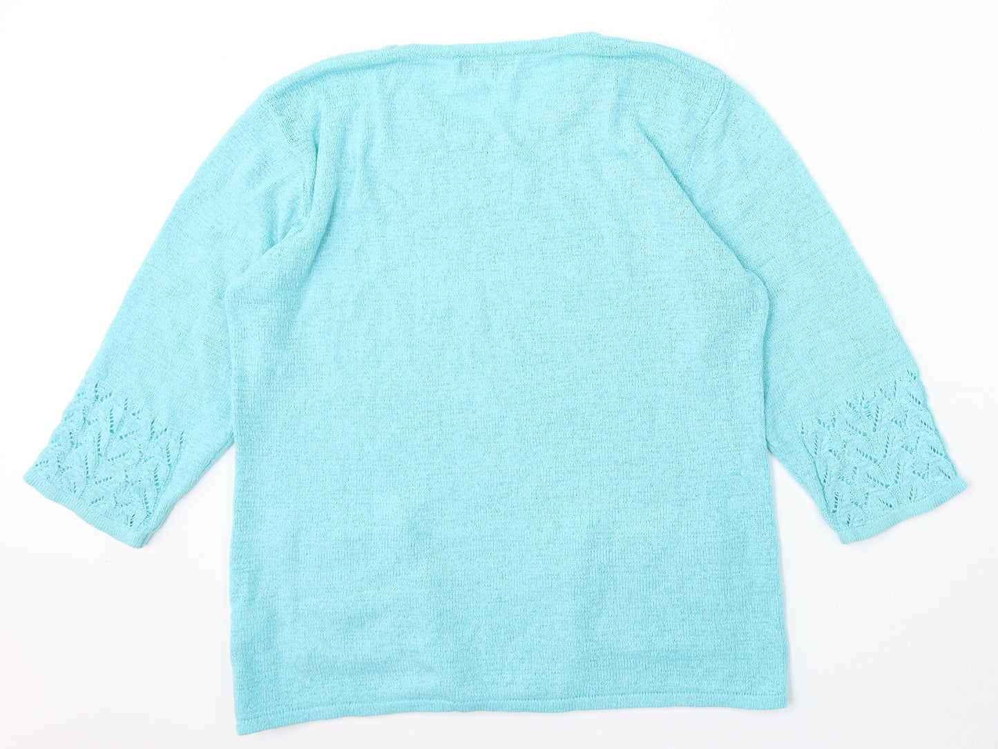 Mind Flower Womens Blue Round Neck  Acrylic Pullover Jumper Size L