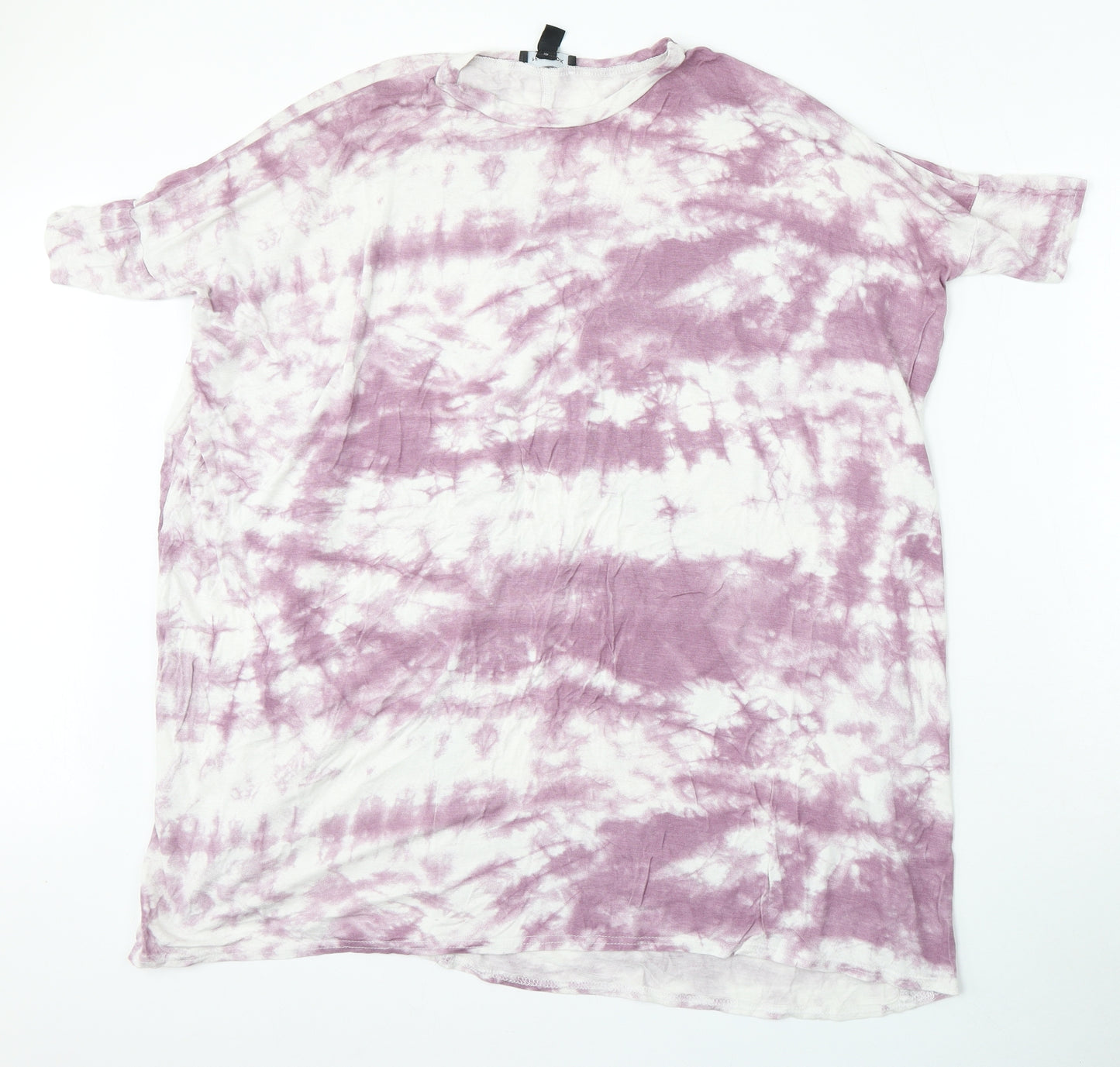 New Look Womens Purple Geometric Viscose Basic T-Shirt Size 10 Round Neck