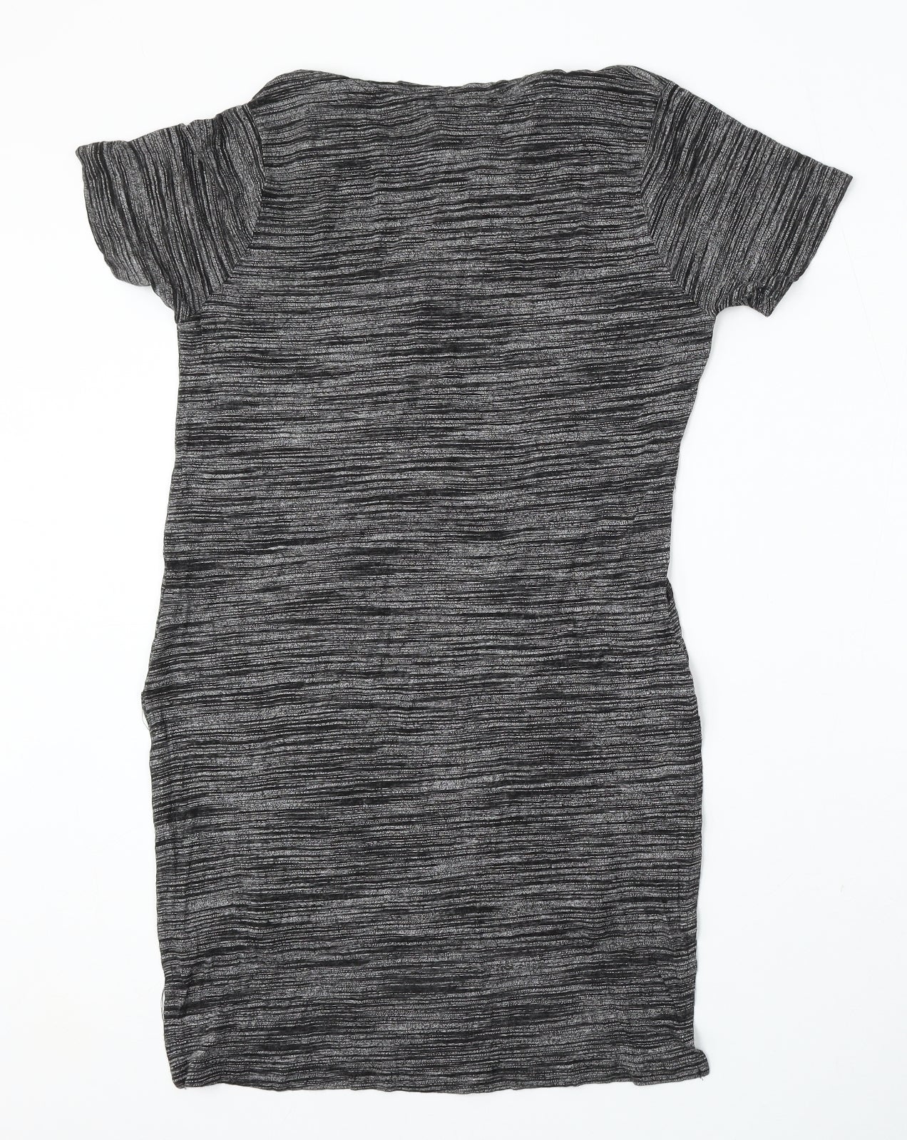 Atmosphere Womens Grey Striped Viscose Basic T-Shirt Size 10 Round Neck