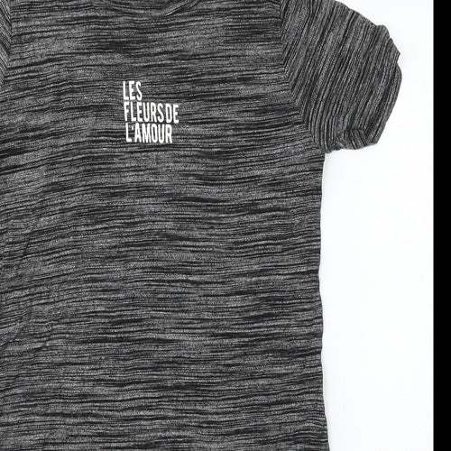Atmosphere Womens Grey Striped Viscose Basic T-Shirt Size 10 Round Neck