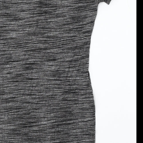 Atmosphere Womens Grey Striped Viscose Basic T-Shirt Size 10 Round Neck