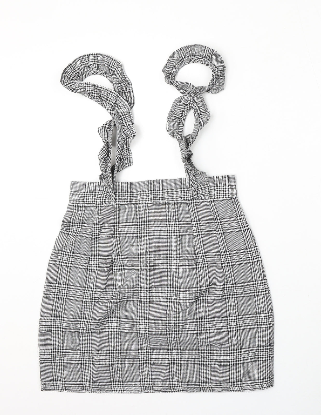 Preworn Womens Grey Plaid Polyester A-Line Skirt Size S