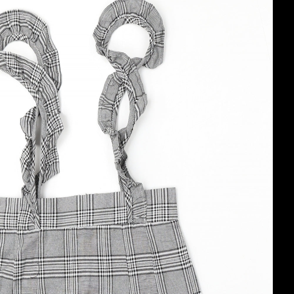 Preworn Womens Grey Plaid Polyester A-Line Skirt Size S