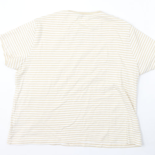 Isle Essentials Womens Beige Round Neck Striped Cotton Pullover Jumper Size XL