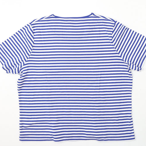 TIGL Womens Blue Round Neck Striped Polyester Pullover Jumper Size 22