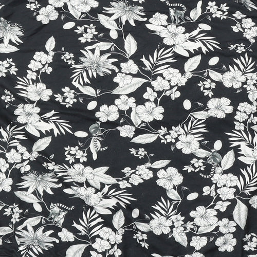 Primark Womens Black Round Neck Floral Polyester Pullover Jumper Size L