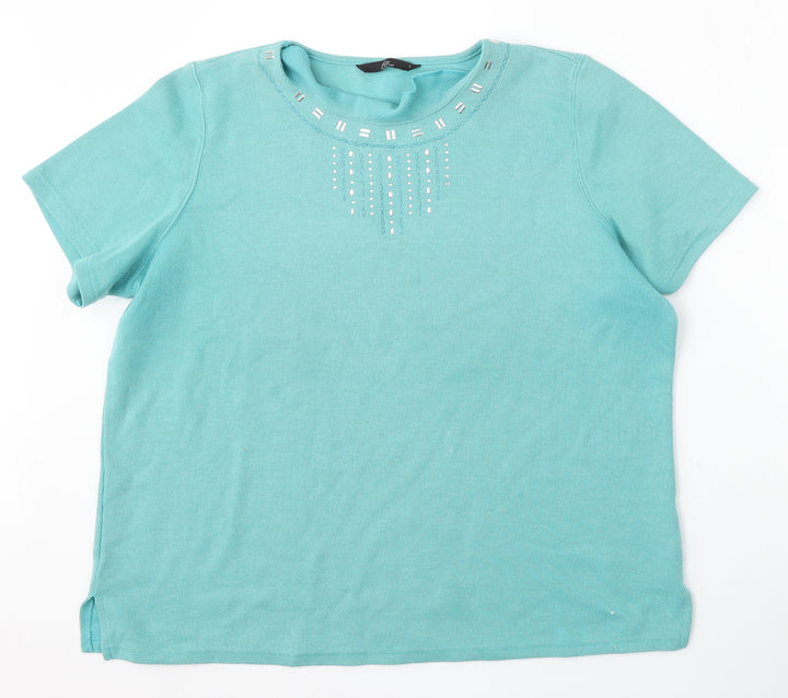 BM Womens Blue Round Neck Polyester Pullover Jumper Size L