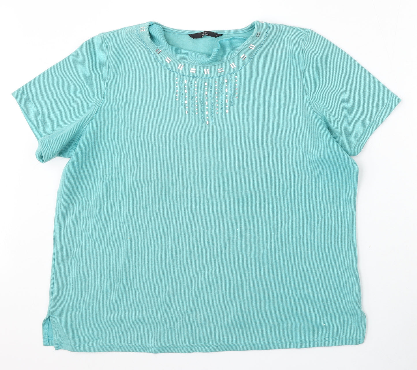 BM Womens Blue Round Neck  Polyester Pullover Jumper Size L