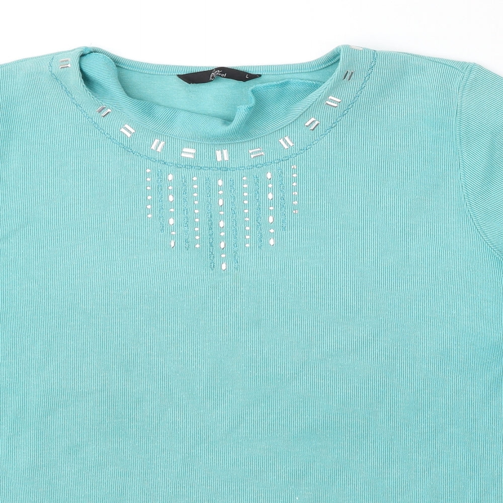 BM Womens Blue Round Neck  Polyester Pullover Jumper Size L