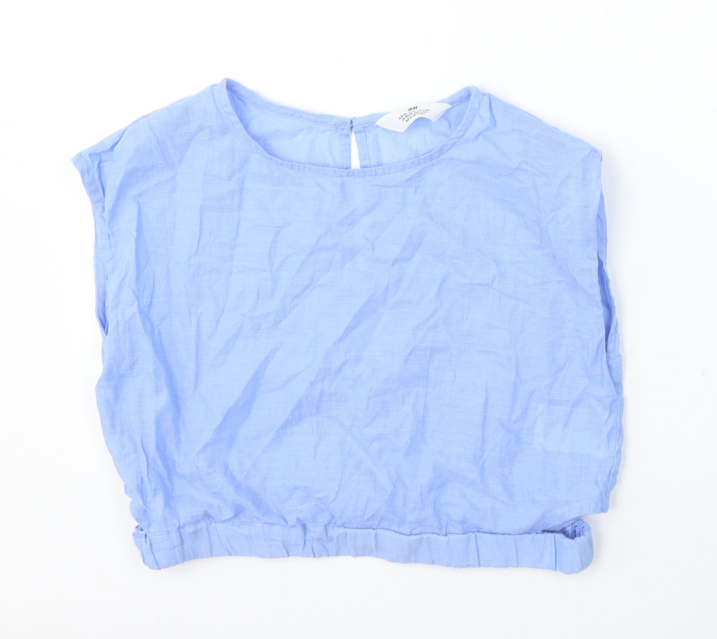 H&M Girls Blue  Cotton Basic Blouse Size 11-12 Years Round Neck