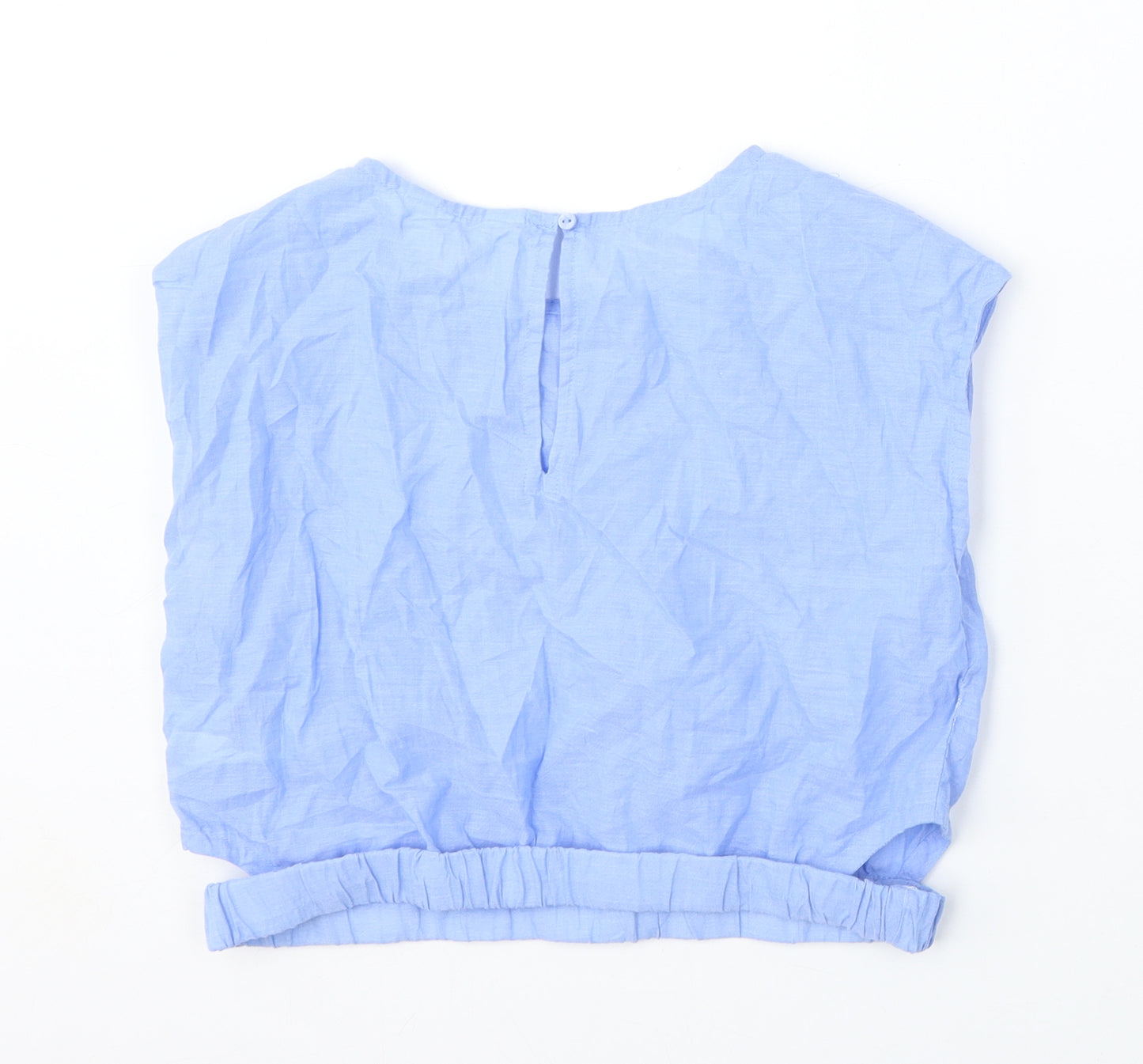 H&M Girls Blue  Cotton Basic Blouse Size 11-12 Years Round Neck