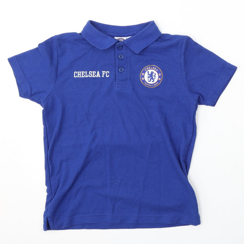 Chelsea FC Boys Blue  Polyester Basic Polo Size 8-9 Years Collared Button