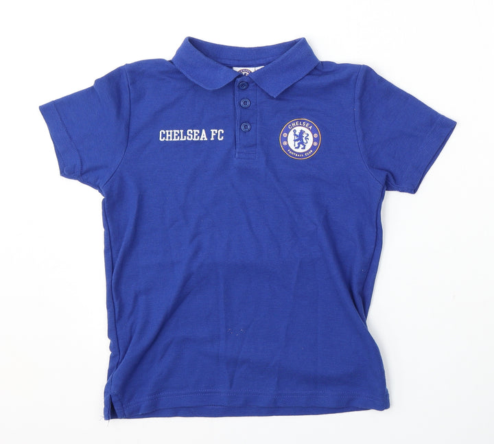 Chelsea FC Boys Blue  Polyester Basic Polo Size 8-9 Years Collared Button