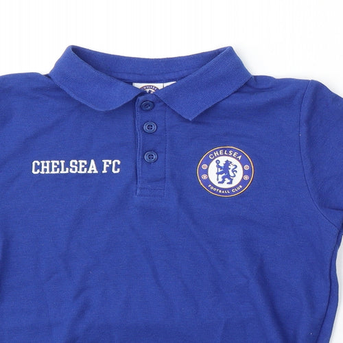 Chelsea FC Boys Blue  Polyester Basic Polo Size 8-9 Years Collared Button