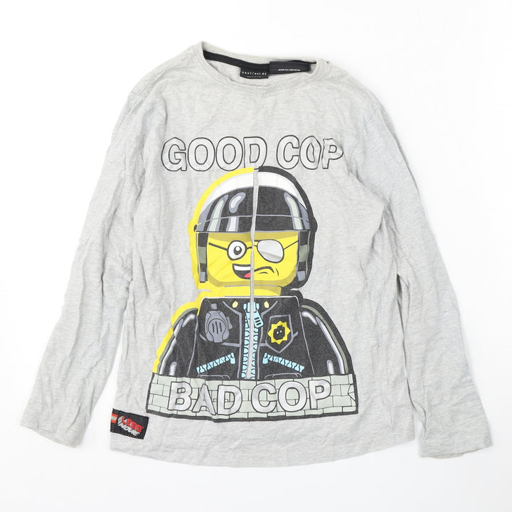 NEXT Boys Grey  Cotton Basic T-Shirt Size 9 Years Round Neck  - LEGO