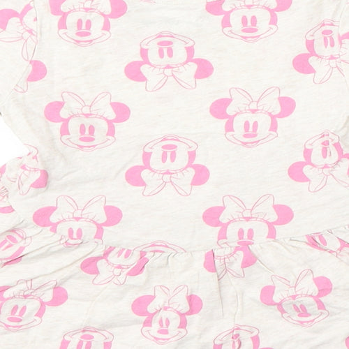Baby GAP Girls Beige Geometric Cotton Skater Dress  Size 2 Years  Round Neck  - Disney