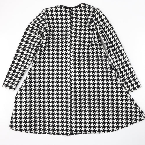 MissLook Womens Multicoloured Houndstooth Polyester Skater Dress  Size S  Round Neck