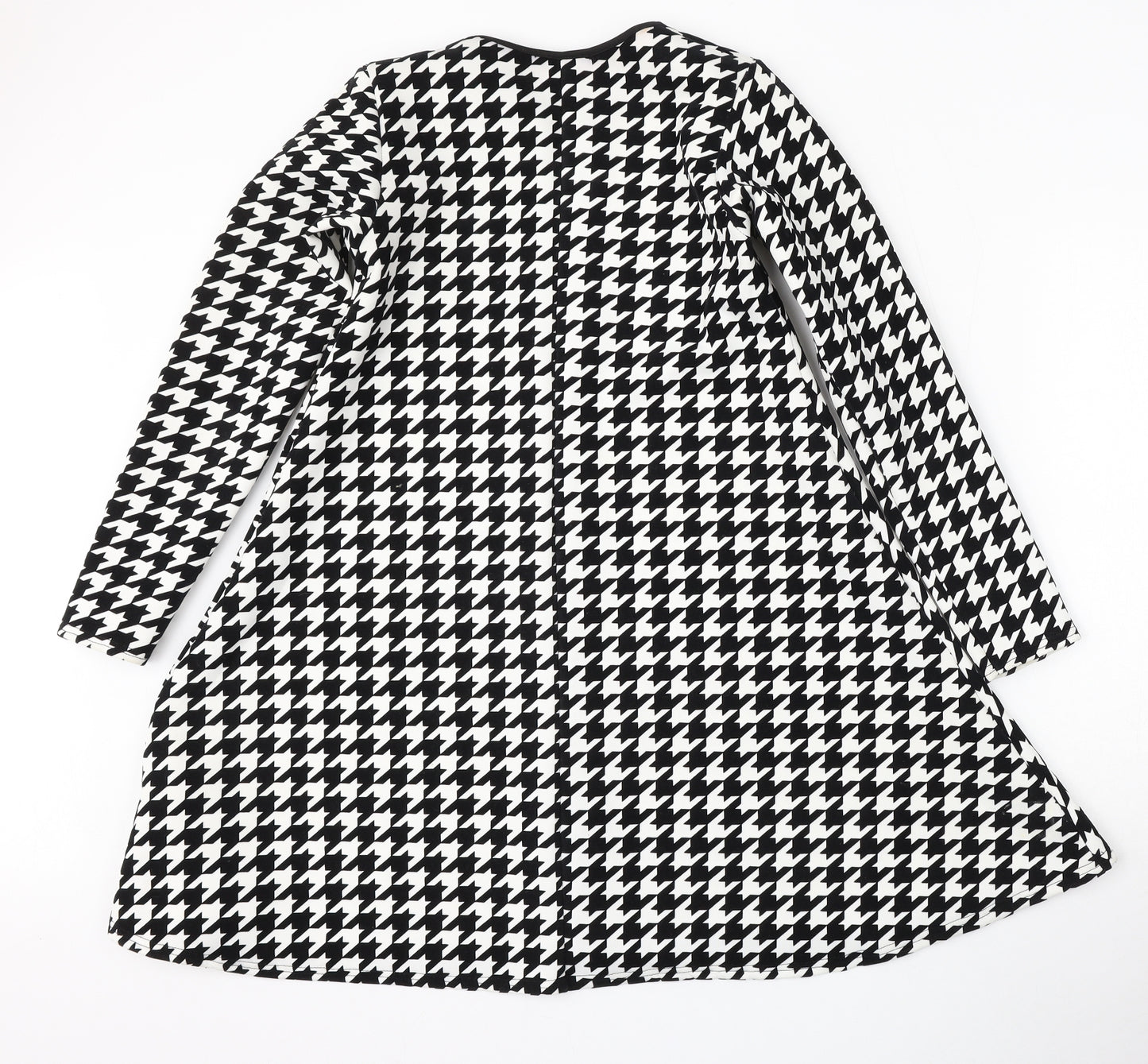 MissLook Womens Multicoloured Houndstooth Polyester Skater Dress  Size S  Round Neck
