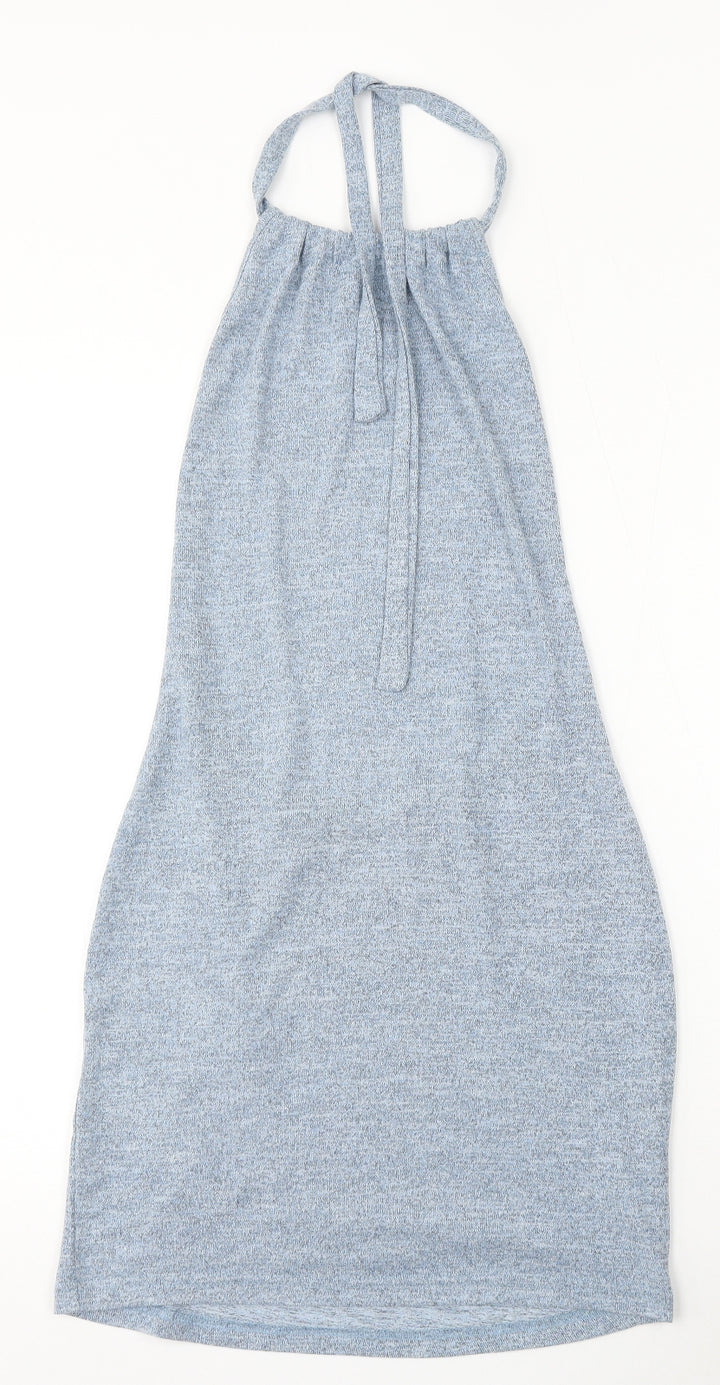 SheIn Womens Blue Elastane Pencil Dress Size S Round Neck