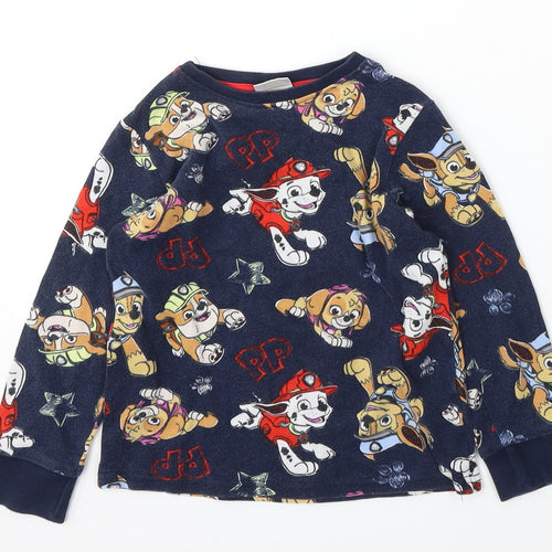 NEXT Boys Blue Round Neck Geometric Cotton Pullover Jumper Size 4-5 Years   - Paw Patrol