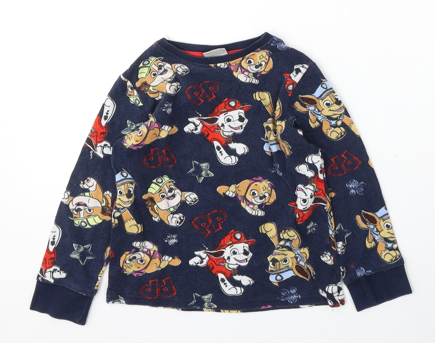 NEXT Boys Blue Round Neck Geometric Cotton Pullover Jumper Size 4-5 Years   - Paw Patrol