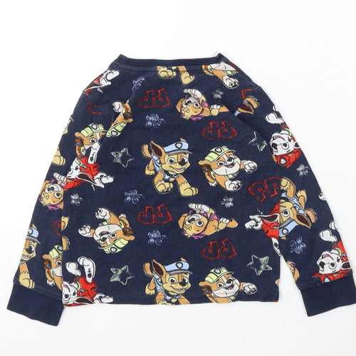 NEXT Boys Blue Round Neck Geometric Cotton Pullover Jumper Size 4-5 Years   - Paw Patrol