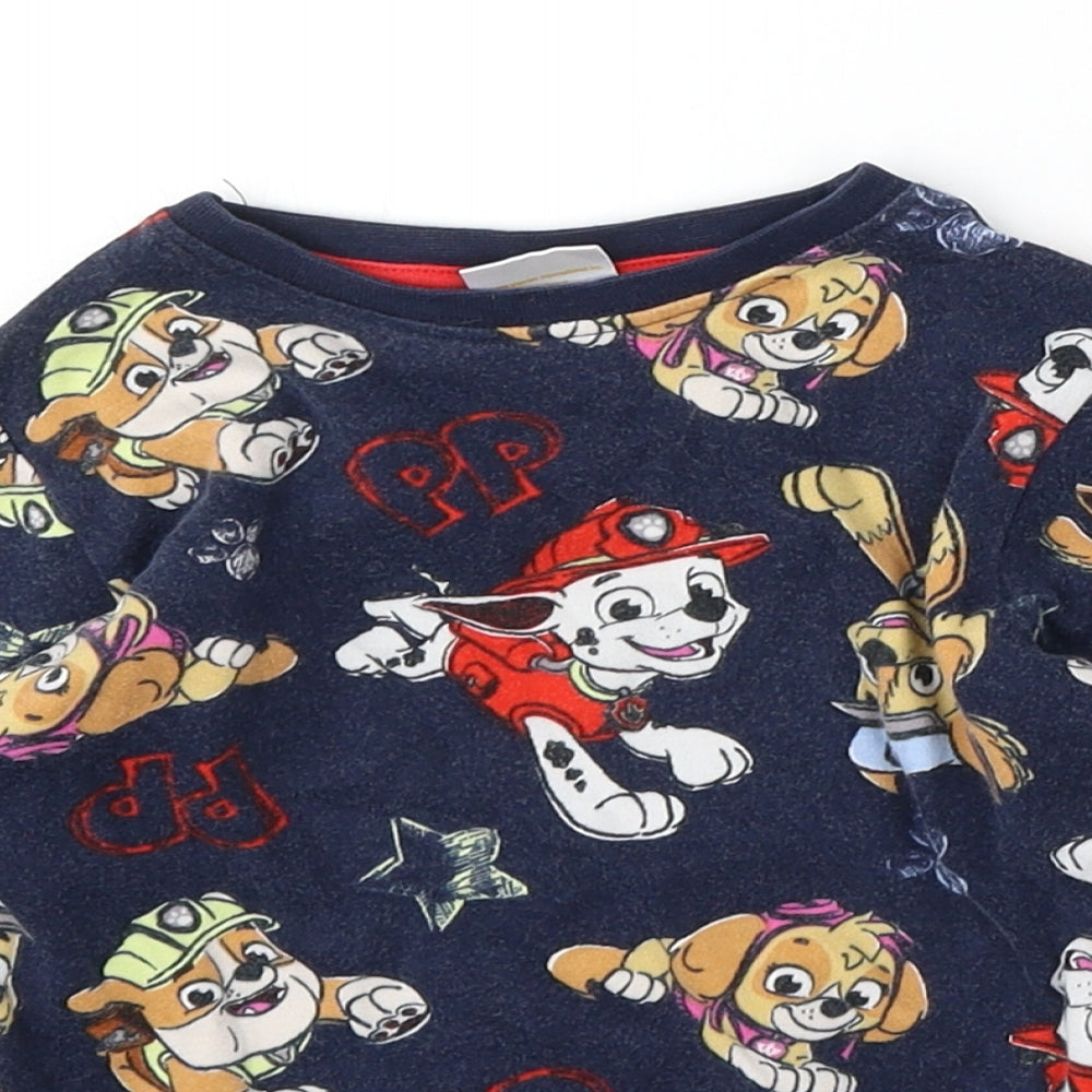 NEXT Boys Blue Round Neck Geometric Cotton Pullover Jumper Size 4-5 Years   - Paw Patrol