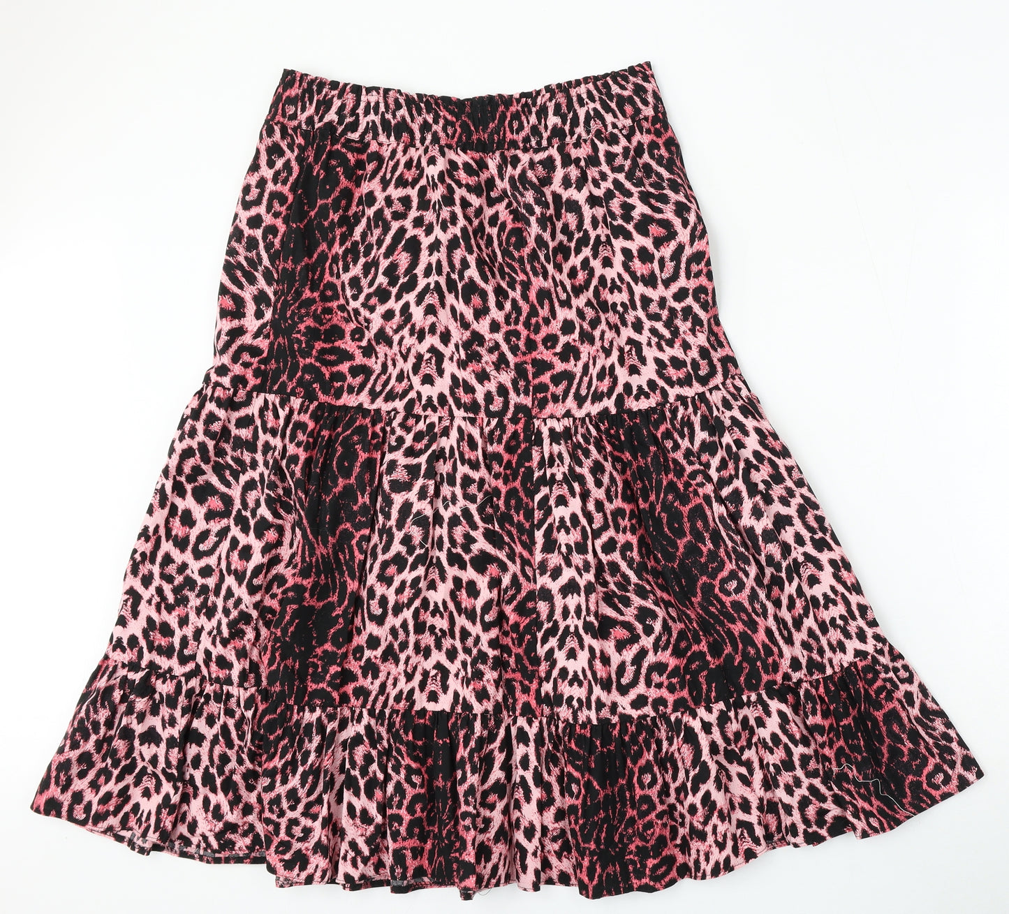 Topshop Womens Pink Animal Print Cotton Skater Skirt Size 12