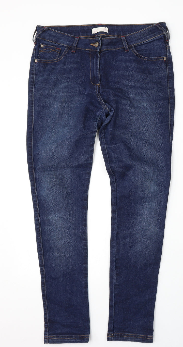 Marks and Spencer Womens Blue Cotton Skinny Jeans Size 28 L30 in Regular Button