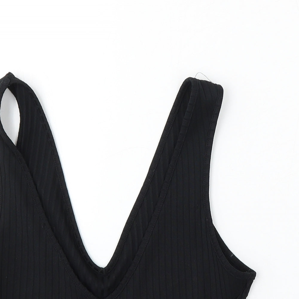 New Look Womens Black  Polyester Camisole Tank Size 12 V-Neck